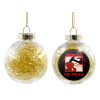 Transparent Christmas tree ball ornament with gold filling 8cm