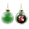 Transparent Christmas tree ball ornament with green filling 8cm