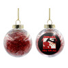 Transparent Christmas tree ball ornament with red filling 8cm