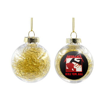 Metallica Kill' em all, Χριστουγεννιάτικη μπάλα δένδρου διάφανη με χρυσό γέμισμα 8cm