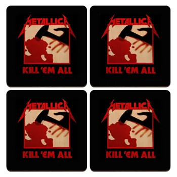 Metallica Kill' em all, ΣΕΤ x4 Σουβέρ ξύλινα τετράγωνα plywood (9cm)