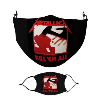 Metallica Kill' em all, Μάσκα υφασμάτινη Ενηλίκων πολλαπλών στρώσεων με υποδοχή φίλτρου
