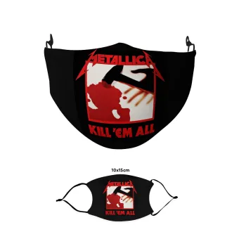 Metallica Kill' em all, Μάσκα υφασμάτινη παιδική πολλαπλών στρώσεων με υποδοχή φίλτρου