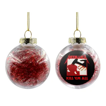 Metallica Kill' em all, Transparent Christmas tree ball ornament with red filling 8cm