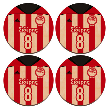 Ολυμπιακός εμφάνιση, ΣΕΤ x4 Σουβέρ ξύλινα στρογγυλά plywood (9cm)
