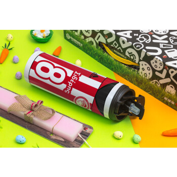 Ολυμπιακός εμφάνιση, Πασχαλινή Λαμπάδα με Travel Tumbler θερμό με διπλό καπάκι (600ml, BPA free) & κερί αρωματικό πλακέ (30cm) (ΡΟΖ)