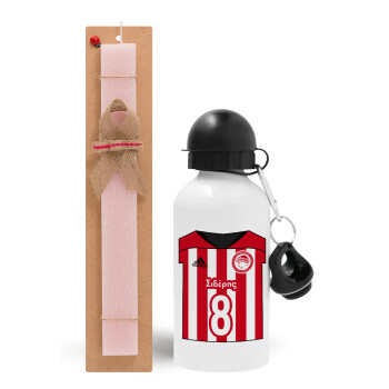 Ολυμπιακός εμφάνιση, Easter Set, metallic aluminum bottle (500ml) & aromatic flat Easter candle (30cm) (PINK)