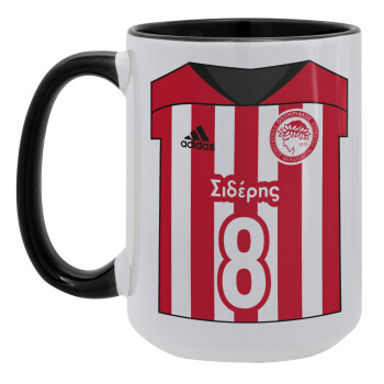 Ολυμπιακός εμφάνιση, Κούπα Mega 15oz, κεραμική Μαύρη, 450ml