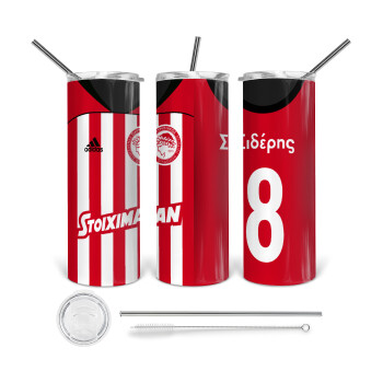 Ολυμπιακός εμφάνιση, Tumbler stainless steel 600ml, with metal straw & cleaning brush