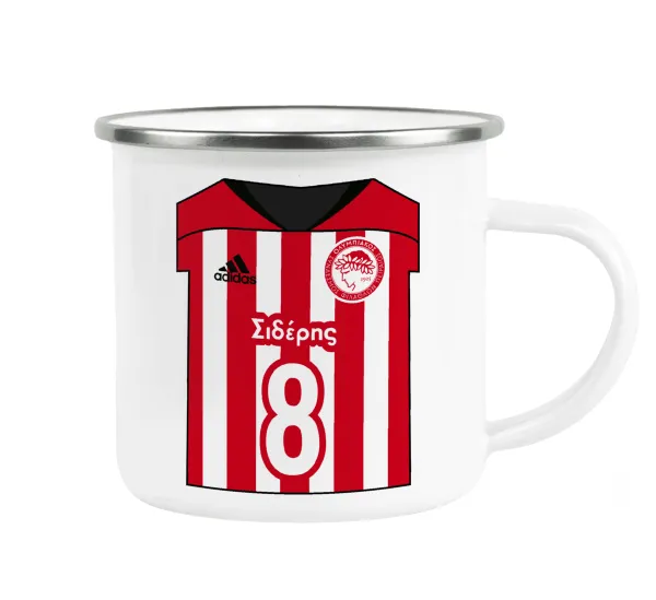 Ολυμπιακός εμφάνιση — Metallic enamel cup white 360ml