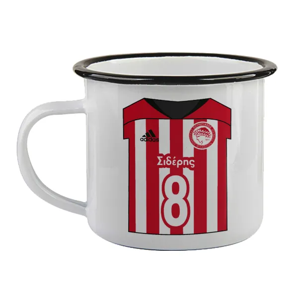 Ολυμπιακός εμφάνιση — Enamel mug with black rim, 360ml