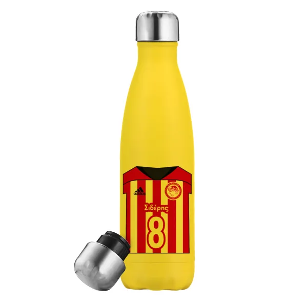 Ολυμπιακός εμφάνιση — Yellow Stainless Steel Metallic Thermos, double-walled, 500ml