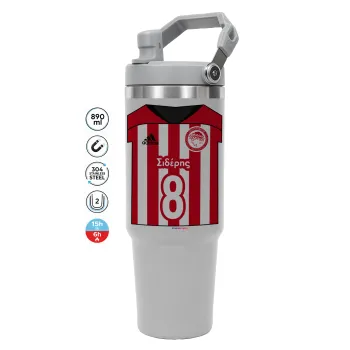 Ολυμπιακός εμφάνιση, ΓΚΡΙ χρώματος Θερμός Ανοξείδωτο 890ml (30oz) με χερούλι