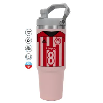 Ολυμπιακός εμφάνιση, Pink color, 890ml (30oz) stainless Steel Tumbler with Handle