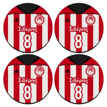 Ολυμπιακός εμφάνιση, ΣΕΤ 4 Σουβέρ ξύλινα στρογγυλά (9cm)