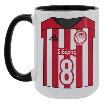 Ολυμπιακός εμφάνιση, Κούπα Mega 15oz, κεραμική Μαύρη, 450ml