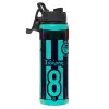 Metallic water bottle with safety lid, 850ml aluminum