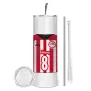 Tumbler stainless steel 600ml, with metal straw & cleaning brush