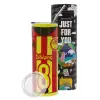Neon Yellow Travel Tumbler, with metal straw (Stainless steel 304 Food grade, BPA free, 600ml)