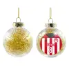 Transparent Christmas tree ball ornament with gold filling 8cm
