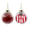Transparent Christmas tree ball ornament with red filling 8cm