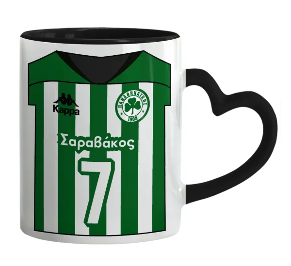 Παναθηναϊκός εμφάνιση — Mug heart black handle, ceramic, 330ml