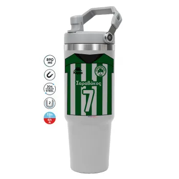Παναθηναϊκός εμφάνιση, ΓΚΡΙ χρώματος Θερμός Ανοξείδωτο 890ml (30oz) με χερούλι