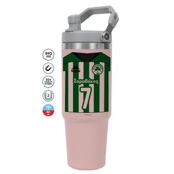 Παναθηναϊκός εμφάνιση, Pink color, 890ml (30oz) stainless Steel Tumbler with Handle