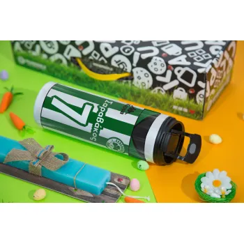 Παναθηναϊκός εμφάνιση, Easter candle,Travel Tumbler 2 Lids, with metal straw & cleaning brush & aromatic flat candle (30cm) (BLUE)