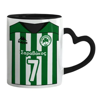 Παναθηναϊκός εμφάνιση, Mug heart black handle, ceramic, 330ml