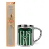 Easter Set, metallic thermal cup (300ml) & Easter aromatic flat candle (30cm) (GRAY)