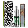 Easter Set, metallic stainless thermos flask (500ml) & scented flat Easter candle (30cm) (GRAY)