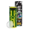 Neon Yellow Travel Tumbler θερμό, μεταλλικό καλαμάκι(Ανωξείδωτο 304 Food grade, BPA free, 600ml)