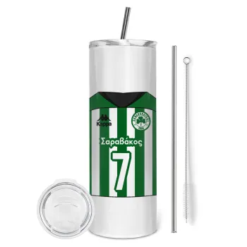 Παναθηναϊκός εμφάνιση, Tumbler stainless steel 600ml, with metal straw & cleaning brush