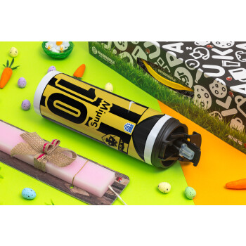 ΑΕΚ εμφάνιση, Πασχαλινή Λαμπάδα με Travel Tumbler θερμό με διπλό καπάκι (600ml, BPA free) & κερί αρωματικό πλακέ (30cm) (ΡΟΖ)