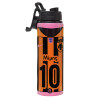 Metallic water bottle with safety lid, 850ml aluminum