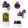 Metallic water bottle with safety lid, 850ml aluminum
