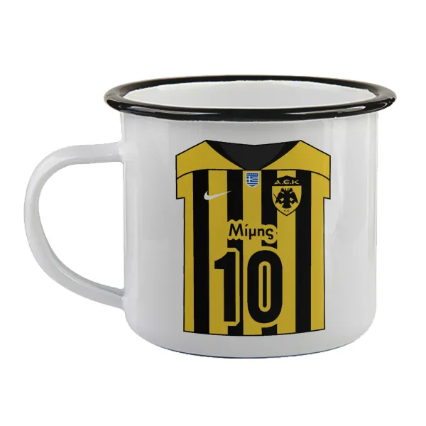 ΑΕΚ εμφάνιση — Enamel mug with black rim, 360ml