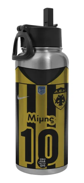 ΑΕΚ εμφάνιση — Metal mug thermo Silver with Straw and Spout Lid (Stainless steel), double wall, 950ml