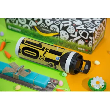 ΑΕΚ εμφάνιση, Easter candle,Travel Tumbler 2 Lids, with metal straw & cleaning brush & aromatic flat candle (30cm) (BLUE)