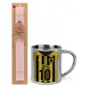 Easter Set, metallic thermal cup (300ml) & aromatic flat Easter candle (30cm) (PINK)