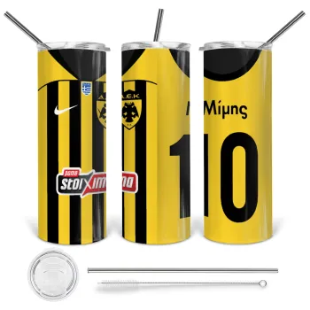 ΑΕΚ εμφάνιση, Tumbler stainless steel 600ml, with metal straw & cleaning brush