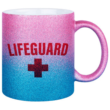 Lifeguard, Κούπα Χρυσή/Μπλε Glitter, κεραμική, 330ml