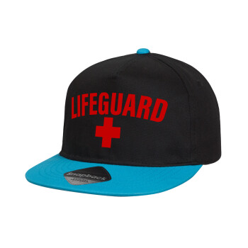 Lifeguard, Καπέλο παιδικό Flat Snapback, Μαύρο/Μπλε (100% ΒΑΜΒΑΚΕΡΟ, ΠΑΙΔΙΚΟ, UNISEX, ONE SIZE)