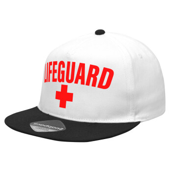 Lifeguard, Καπέλο Ενηλίκων Flat Snapback Λευκό/Μαύρο, (POLYESTER, ΕΝΗΛΙΚΩΝ, UNISEX, ONE SIZE)