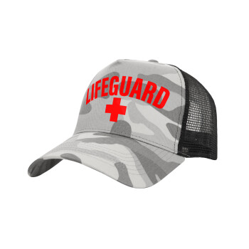 Lifeguard, Adult Structured Trucker Hat, with Mesh, (Camouflage) Army Camo (100% COTTON, ADULT, UNISEX, ONE SIZE)