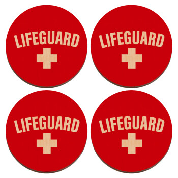Lifeguard, ΣΕΤ x4 Σουβέρ ξύλινα στρογγυλά plywood (9cm)