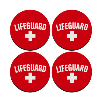 Lifeguard, SET of 4 round wooden coasters (9cm)