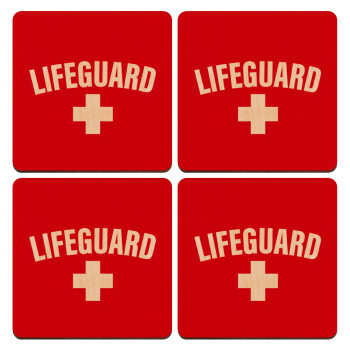 Lifeguard, ΣΕΤ x4 Σουβέρ ξύλινα τετράγωνα plywood (9cm)