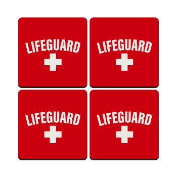 Lifeguard, ΣΕΤ 4 Σουβέρ ξύλινα τετράγωνα (9cm)